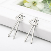 Alloy Geometric Triangle Drop Tassel Earrings for Women