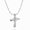Alloy Inlay Rhinestone Infinity Cross Pendant Necklace