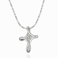 Alloy Inlay Rhinestone Infinity Cross Pendant Necklace