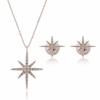 Alloy Jewelry Set Anise Star Rhinestone Pearl Earrings Necklace Set