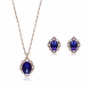 Alloy Jewelry Set Circle Crystal Rhinestone Earrings Necklace Set