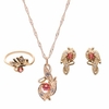 Alloy Jewelry Set Leave Rhinestone Crystal Necklace Ring Set