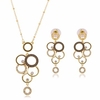 Alloy Jewelry Set Rhinestone Circle Necklace Earrings Set