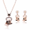 Alloy Jewelry Set Rose Gold Rhinestone Lucky Necklace Earrings Set