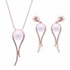 Alloy Jewelry Set U-Shaped Rhinestone Pearl Earrings Necklace Set