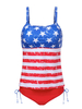 American Stars Stripes Flag Wireless Spaghetti Strap BacklessTwo Piece Tankinis