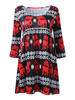Animal Printed 3/4 Sleeve O Neck A Line Mini Dresses For Women