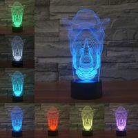 Animals Rhino 3D LED Illusion Night Light 7 Color Change Touch Switch Table Desk Lamp Home Office