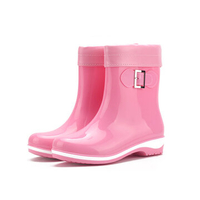 Ankle Pattern Flat Slip On Waterproof Casual Rain Boots