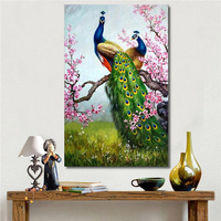 Art Print Peacock Canvas Painting Frameless Picture Wall Art Office Bedroom Living Room Home Decor