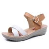 Artificial Leather Color Match Buckle Soft Peep Toe Platform Sandals