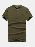 ASF JEEP Mens Cotton Breathable Solid Color Short Sleeve O-neck T-shirts