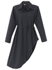 Asymmetric Hem Belt Design Loose Long Sleeve Casual Women Shirt