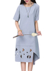 Asymmetric Hollow Out Printed Solid Vintage Women Dress