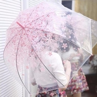 Automatic Transparent Clear Colourful Umbrella Blossom Outdoor Umbrellas Rain Gear