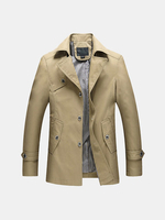 Autumn Winter Business Thin Slim Fit Cotton Suit Collar Long Coat For Men