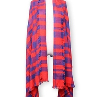 Autumn Winter Orange Blue Grid Thickening Warm Long Wool Scarf Shawl