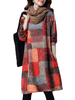 Autumn Winter Printed O-Neck Long Sleeve Knee-length Dress For Women