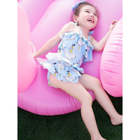 Baby Girl Multi Flounce Floral Printing Elastic One Pieces Swimsuit Suits