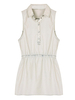 Backless Hollow Out Button Sleeveless Elastic Waist Turn-Down Collar Tunic Mini Dress