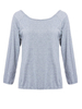 Backless Solid Color Cotton Blend Loose Long Sleeve Blouse