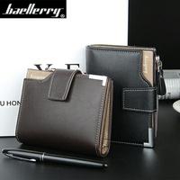 BAELLERRY Men PU Multifunction Hasp Zipper Wallet Business Short Folding Purse