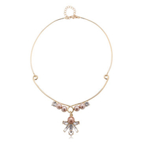 Balancing Style Alloy Rhinestone Butterfly Crystal Pearl Collar Necklace