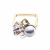 Balancing Style Alloy Ring Simple Rainbow Rhinestone Black Pearl Ring