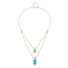 Balancing Style Alloy Tassel Double Chain Rectangle Square Pendant Necklace