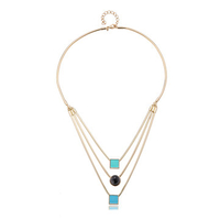 Balancing Style Bohemian Alloy Circle Square Tassel Collar Necklace