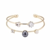 Balancing Style Geometry Rhinestone Pearl Bracelet Alloy Double Layer Brecelet