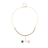 Balancing Style Simple Balancing Alloy Pearl Square T-Shaped Collar Necklace