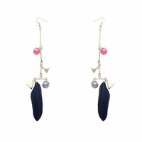 Balancing Style Simple Feather Triangle Pearl Tassel Long Earrings