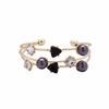 Balancing Style Three Layer Bracelet Alloy Black Pearl Rhinestone Bracelet
