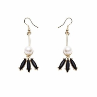 Balancing Style Vintage Alloy Tassel Long Pearl Rhinestone Earrings