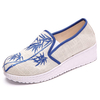Bamboo Embroidered Canvas Platform Flat Casual Shoes