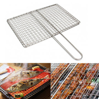 Barbecue Grill BBQ Net Mesh Handle Wire Clamp Stainless Steel Picnic Outdoor Picnic Gadgets