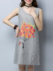 Basic Women O-Neck Sleeveless Striped Patchwork Print Dresses