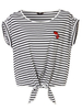 Bat Sleeve Stripe Preppy Style Casual Women Short T-Shirt