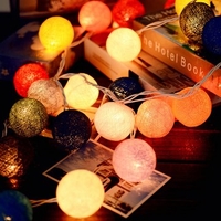 Battery Operated 20LEDs Pastel Cotton Ball String Light for Holiday Wedding Valentine