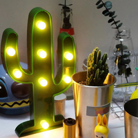 Battery Operated 3W Green Cactus LED Night Light for Home Garden Party Christmas Decorative