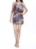 Beach Bohemia V Neck Strapless Stripe Women Sexy Short Jumpsuit