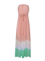 Beach Chiffon Strapless Sleeveless High Waist With Belt Maxi Dress