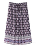 Beach Floral Printed Women Vintage Elastic Waist Wide Leg Pant