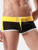 Beach Sports Mesh Double Layers Breathable Nylon Boxers Sexy Swim Trunks for Men