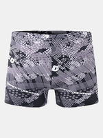Beach Surf Sports Inside Pocket Gray Printing Fashion Boxers Swim Trunks for Men