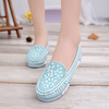 Bead Crystal Slip On Flat Casual Color Match Shoes