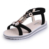 Beaded Bohemia Metal Peep Toe Flat Slip On Sandals