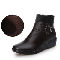 Beaded Buckle Keep Warm Zipper Ankle Flat Boots For Women