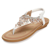Beaded Crystal Bohemia Clip Toe Elastic Flat Sandals